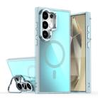 For Samsung Galaxy S24 Ultra 5G Plating Gradient Discolor MagSafe Phone Case with Holder(Blue) - 1