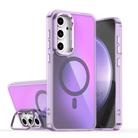 For Samsung Galaxy S24 FE 5G Plating Gradient Discolor MagSafe Phone Case with Holder(Purple) - 1