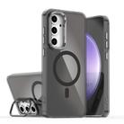 For Samsung Galaxy S24 FE 5G Plating Gradient Discolor MagSafe Phone Case with Holder(Black) - 1