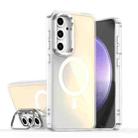 For Samsung Galaxy S24 FE 5G Plating Gradient Discolor MagSafe Phone Case with Holder(White) - 1