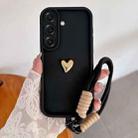 For Samsung Galaxy A26 5G Solid Color 3D Love TPU Phone Case with Lanyard(Black) - 1