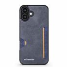 For iPhone 16 Forwenw F5 Series Integrated Card Bag Phone Case(Blue) - 2