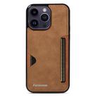 For iPhone 14 Pro Max Forwenw F5 Series Integrated Card Bag Phone Case(Brown) - 2