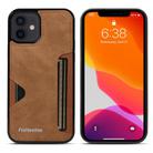 For iPhone 12 Forwenw F5 Series Integrated Card Bag Phone Case(Brown) - 1