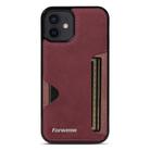 For iPhone 12 Forwenw F5 Series Integrated Card Bag Phone Case(Red) - 2