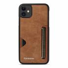 For iPhone 11 Forwenw F5 Series Integrated Card Bag Phone Case(Brown) - 2