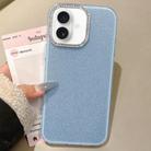 For iPhone 16 Rhinestone-Embedded Camera Frame Glitter Full Coverage Phone Case(Blue) - 1