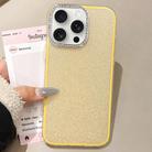 For iPhone 15 Pro Max Rhinestone-Embedded Camera Frame Glitter Full Coverage Phone Case(Yellow) - 1