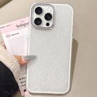 For iPhone 15 Pro Max Rhinestone-Embedded Camera Frame Glitter Full Coverage Phone Case(White) - 1