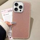 For iPhone 15 Pro Max Rhinestone-Embedded Camera Frame Glitter Full Coverage Phone Case(Brown) - 1