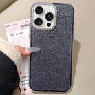 For iPhone 15 Pro Rhinestone-Embedded Camera Frame Glitter Full Coverage Phone Case(Black) - 1