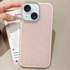 For iPhone 15 Plus Rhinestone-Embedded Camera Frame Glitter Full Coverage Phone Case(Pink) - 1