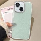 For iPhone 15 Plus Rhinestone-Embedded Camera Frame Glitter Full Coverage Phone Case(Green) - 1