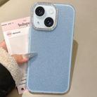 For iPhone 15 Plus Rhinestone-Embedded Camera Frame Glitter Full Coverage Phone Case(Blue) - 1