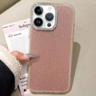 For iPhone 14 Pro Rhinestone-Embedded Camera Frame Glitter Full Coverage Phone Case(Brown) - 1