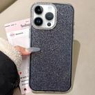 For iPhone 12 Pro Max Rhinestone-Embedded Camera Frame Glitter Full Coverage Phone Case(Black) - 1