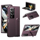 For Samsung Galaxy Z Fold4 Integrated Skin Feel Fold Holder Phone Case(Burgundy) - 1