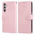 For Samsung Galaxy A16 5G Rose Flower Embossed 3-Card Slots Leather Phone Case(Pink) - 2