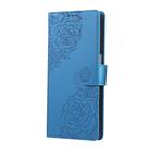 For Samsung Galaxy A36 5G Rose Flower Embossed 3-Card Slots Leather Phone Case(Blue) - 2