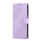 For Samsung Galaxy A36 5G Rose Flower Embossed 3-Card Slots Leather Phone Case(Purple) - 2
