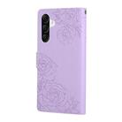 For Samsung Galaxy A36 5G Rose Flower Embossed 3-Card Slots Leather Phone Case(Purple) - 3