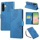 For Samsung Galaxy A56 5G Rose Flower Embossed 3-Card Slots Leather Phone Case(Blue) - 1