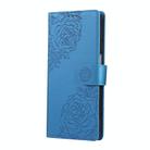 For Samsung Galaxy A56 5G Rose Flower Embossed 3-Card Slots Leather Phone Case(Blue) - 2