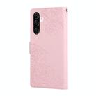 For Samsung Galaxy A56 5G Rose Flower Embossed 3-Card Slots Leather Phone Case(Pink) - 3