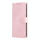 For Samsung Galaxy A13 4G / 5G Rose Flower Embossed 3-Card Slots Leather Phone Case(Pink) - 2