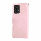 For Samsung Galaxy A33 5G Rose Flower Embossed 3-Card Slots Leather Phone Case(Pink) - 3