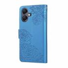 For Samsung Galaxy A05 Rose Flower Embossed 3-Card Slots Leather Phone Case(Blue) - 3