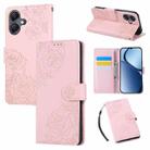 For Samsung Galaxy A05 Rose Flower Embossed 3-Card Slots Leather Phone Case(Pink) - 1