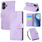 For Samsung Galaxy A05 Rose Flower Embossed 3-Card Slots Leather Phone Case(Purple) - 1