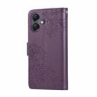 For Samsung Galaxy A05 Rose Flower Embossed 3-Card Slots Leather Phone Case(Deep Purple) - 3