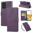 For Samsung Galaxy A53 5G Rose Flower Embossed 3-Card Slots Leather Phone Case(Deep Purple) - 1
