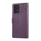 For Samsung Galaxy A53 5G Rose Flower Embossed 3-Card Slots Leather Phone Case(Deep Purple) - 3