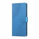 For Samsung Galaxy A73 5G Rose Flower Embossed 3-Card Slots Leather Phone Case(Blue) - 2