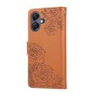 For Samsung Galaxy A06 Rose Flower Embossed 3-Card Slots Leather Phone Case(Brown) - 3