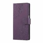 For Samsung Galaxy A54 5G Rose Flower Embossed 3-Card Slots Leather Phone Case(Deep Purple) - 2