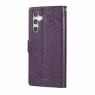For Samsung Galaxy A54 5G Rose Flower Embossed 3-Card Slots Leather Phone Case(Deep Purple) - 3