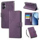For Samsung Galaxy A07 4G / 5G Rose Flower Embossed 3-Card Slots Leather Phone Case(Deep Purple) - 1