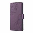 For Samsung Galaxy A07 4G / 5G Rose Flower Embossed 3-Card Slots Leather Phone Case(Deep Purple) - 2