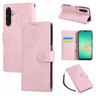 For Samsung Galaxy A17 5G Rose Flower Embossed 3-Card Slots Leather Phone Case(Pink) - 1