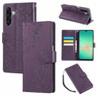 For Samsung Galaxy A17 5G Rose Flower Embossed 3-Card Slots Leather Phone Case(Deep Purple) - 1