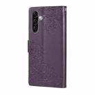 For Samsung Galaxy A17 5G Rose Flower Embossed 3-Card Slots Leather Phone Case(Deep Purple) - 3