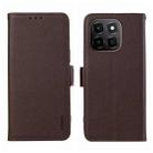 For Honor X6c 4G ABEEL Side-Magnetic Litchi Pattern Leather RFID Phone Case(Brown) - 1