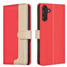 For Samsung Galaxy M36 5G Color Matching RFID Anti-theft Leather Phone Case(Red) - 1