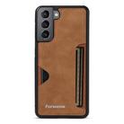 For Samsung Galaxy S21 5G Forwenw F5 Series Integrated Card Bag Phone Case(Brown) - 2