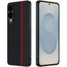 For Samsung Galaxy S25 Edge 5G Carbon Fiber Texture Printing Phone Case(Black Red) - 1