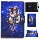 For Samsung Galaxy Tab S8 / Galaxy Tab S7 T870 Colored Drawing Horizontal Flip Leather Case with Holder & Card Slots & Sleep / Wake-up Function(Glasses Cat) - 1